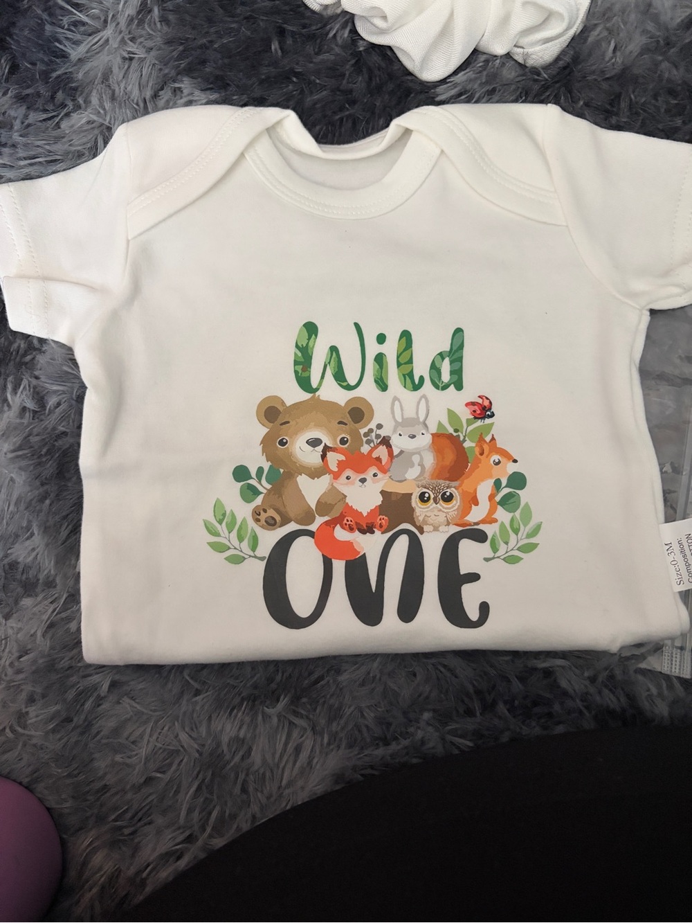 Wild One White Baby One-Piece Bodysuit - Cute Forest Animals